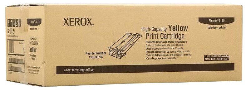 Xerox 113R00725 Картридж большой емкости Phaser 6180, желтый 6000 стр.