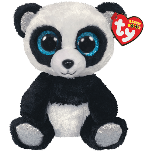 Мягкая игрушка TY Beanie boos Панда Bamboo, 15 см, черно-белый