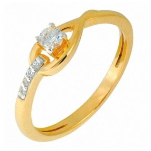 Кольцо Diamond Prime, красное золото, 585 проба, бриллиант, размер 18.5