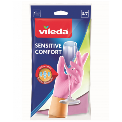 Перчатки VILEDA CANDY SENSITIVE розовые, размер S