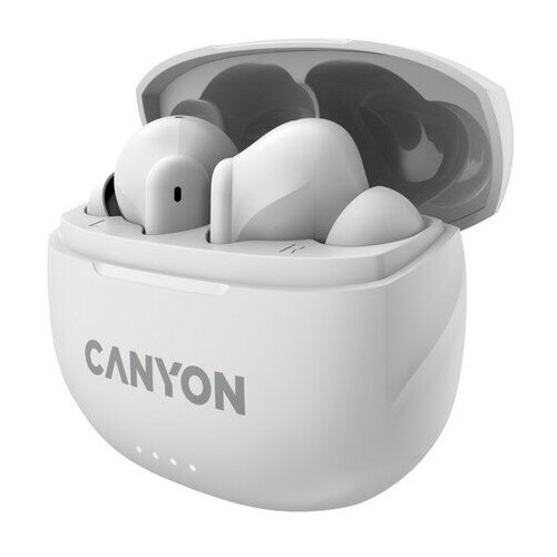 Наушники Canyon TWS-8, вакуумные, микрофон, шумоподавление, BT 5.3, 40/470 мАч, IP33, белые