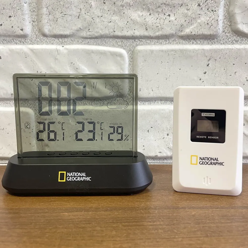 Домашняя метеостанция Bresser National Geographic v.H24 с выносным датчиком (температура, прогноз погоды, влажность, часы, будильник)