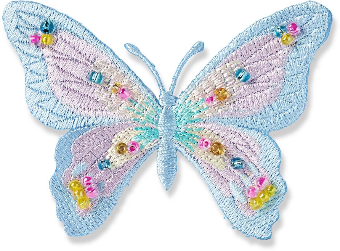 926164 Термоаппликация Эксклюзивная Бабочка голуб. с бусинами Prym - фото №1
