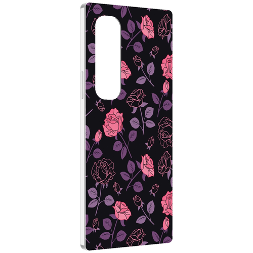 Чехол MyPads маленькие розочки на черном фоне женский для Samsung Galaxy Z Fold 4 (SM-F936) задняя-панель-накладка-бампер