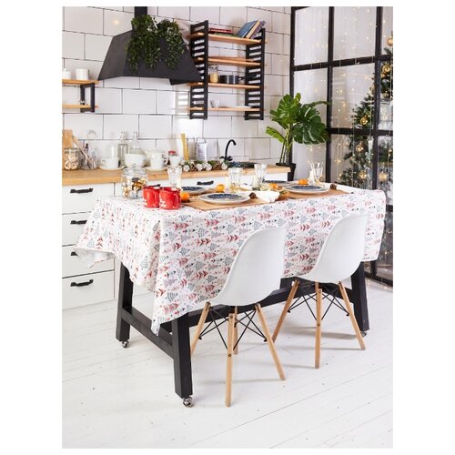 фото Скатерть на стол из рогожки "всё себе"; ёлочки размер 150 х