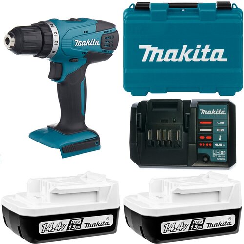 Дрель-шуруповерт Makita DF347-2 аккумулятора дрель шуруповерт зубр дшл 145 21 аккумуляторный 1х2 ач бзп 2 13 мм 0 400 0 1400 об мин