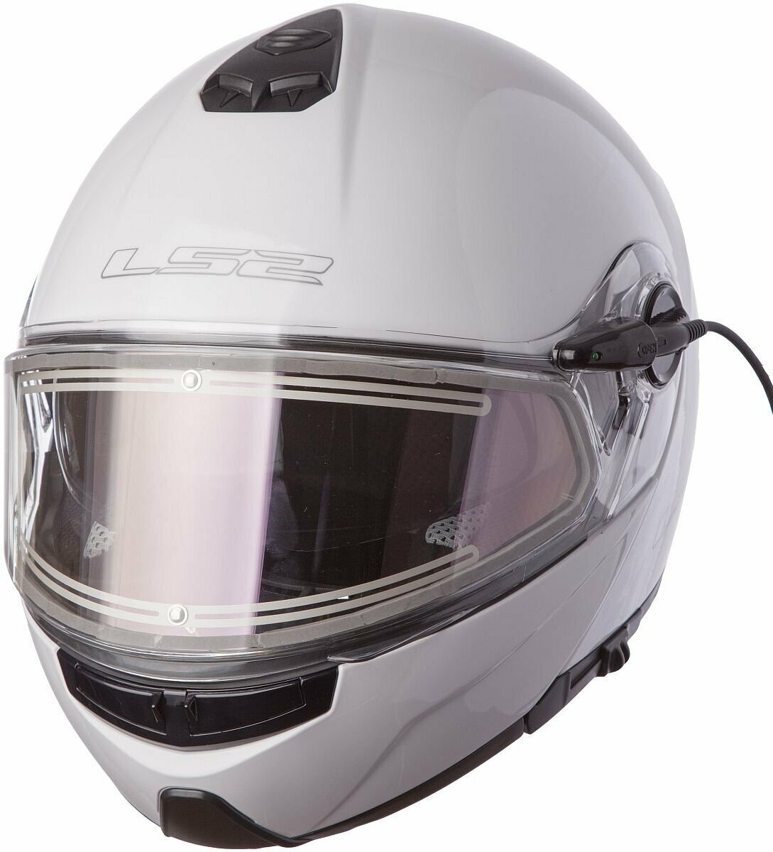 Мотошлем FF325 STROBE ELECTRIC SNOW Solid снегоходный LS2 (белый глянцевый, 2XL)