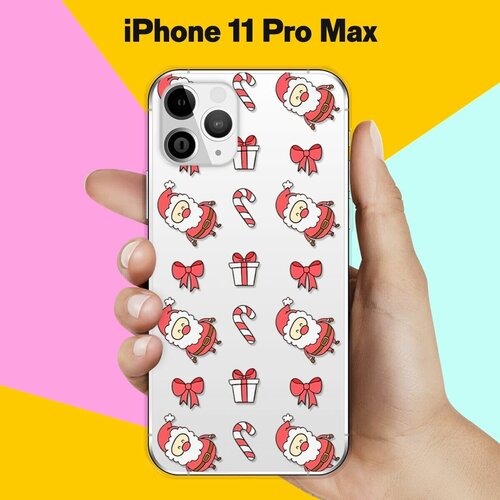 Силиконовый чехол новогодний Санта на Apple iPhone 11 Pro Max силиконовый чехол новогодний кофе на apple iphone 11 pro max