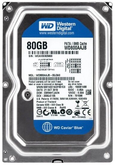 Жесткий диск Western Digital WD800AAJB 80Gb 7200 IDE 3.5" HDD