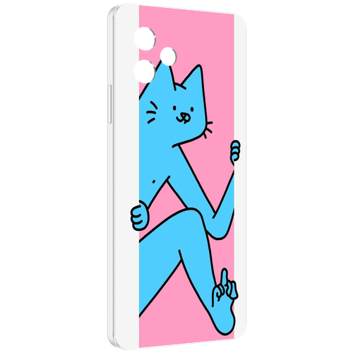 Чехол MyPads голубой кот в дверце для Huawei Nova Y61 / Huawei Enjoy 50z задняя-панель-накладка-бампер