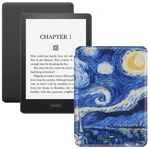 Электронная книга Amazon Kindle PaperWhite 2021 16Gb black Ad-Supported с обложкой ReaderONE PaperWhite 2021 Green