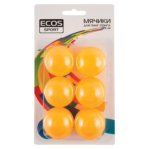 Мячики для пинг-понга Ecos Ppb-6b 6 шт, полипропилен, 323118 .