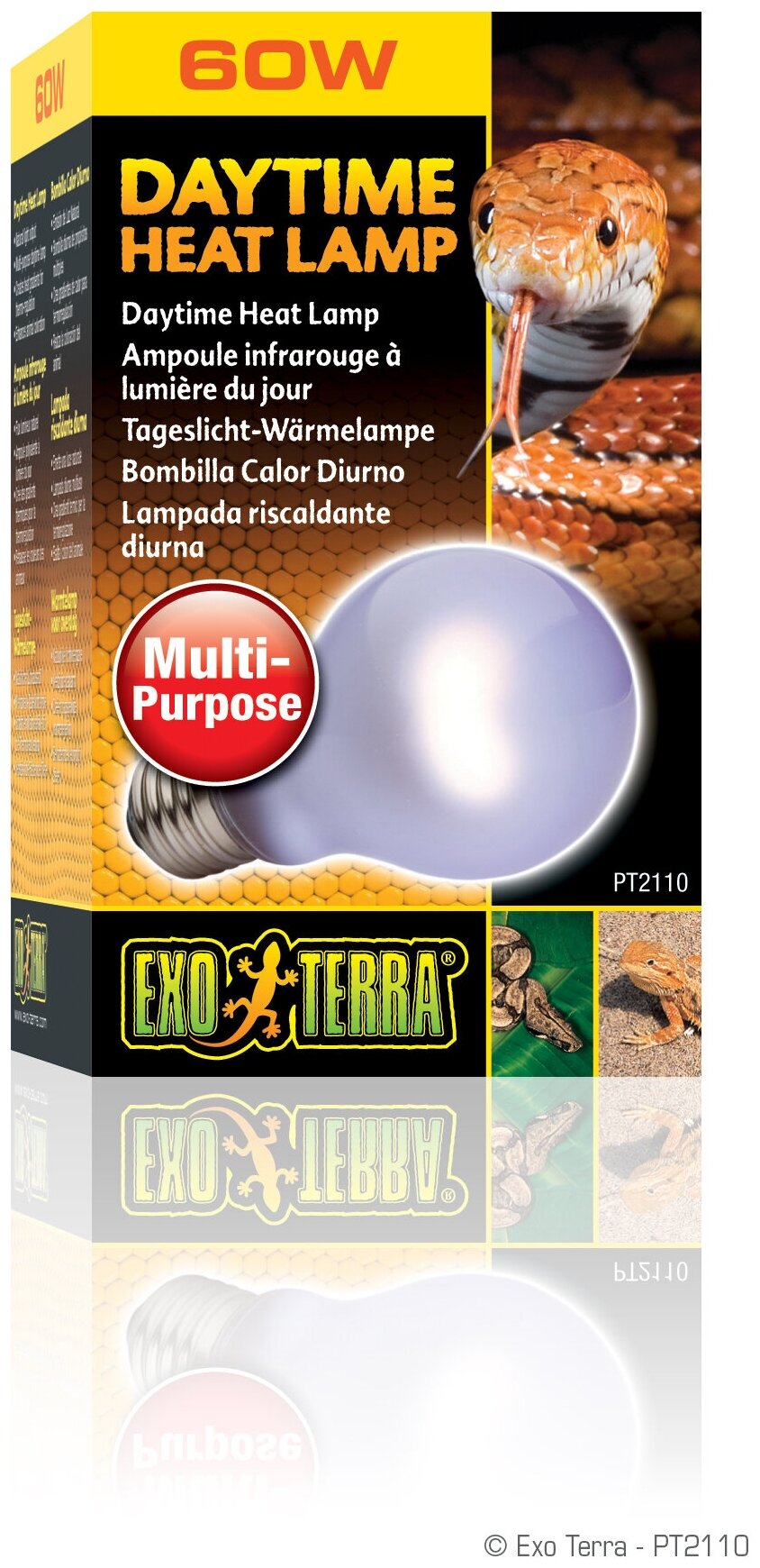Лампа неодимовая дневного света Exo Terra "Daytime Heat Lamp", 60 W, для террариумных рептилий. — фото 1
