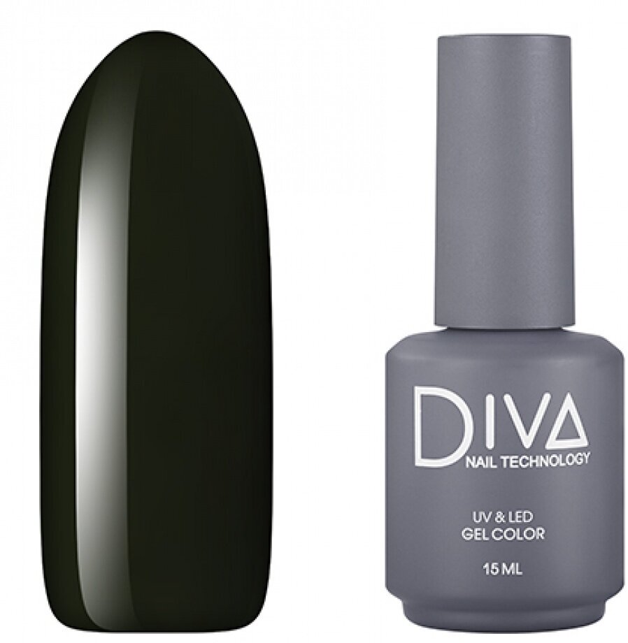 Гель-лак для ногтей Diva Nail Technology плотный, темный, насыщенный, зеленый, 15 мл