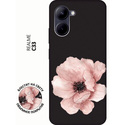 Матовый Soft Touch силиконовый чехол на realme C33, Рилми С33 с 3D принтом Pink Flower черный матовый soft touch силиконовый чехол на realme c33 рилми с33 с 3d принтом paris stickers черный