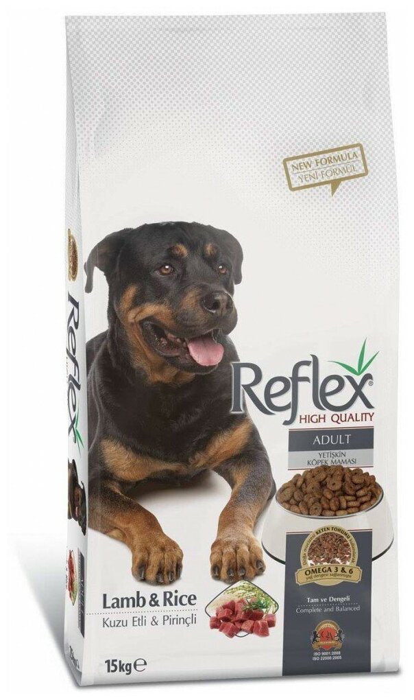 REFLEX Сухой корм для собак с ягненком, рисом и овощами 15кг