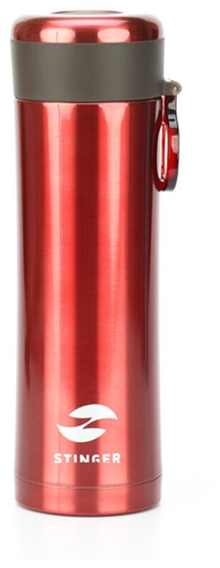 Термокружка STINGER HW-420-32, 0.42 л, матовый красный
