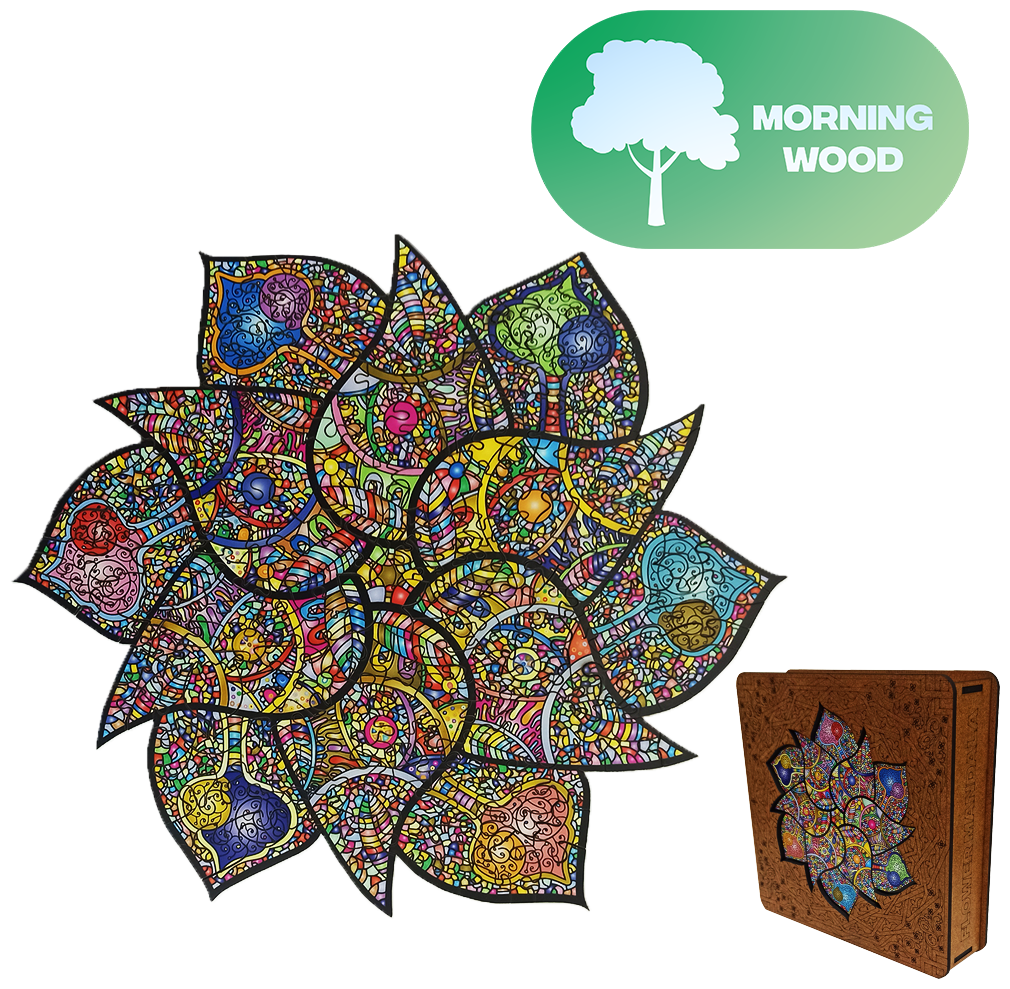 Деревянный пазл Morning wood "Цветочная Мандала" / 29х31 см, 194 детали, фигурный пазл для детей и взрослых, подарок
