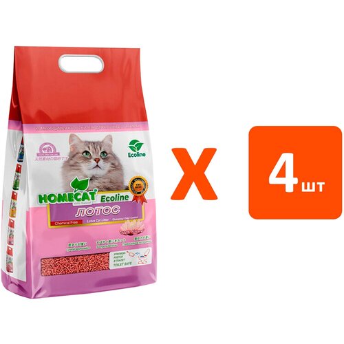 HOMECAT эколайн лотос наполнитель комкующийся для туалета кошек (12 л х 4 шт)