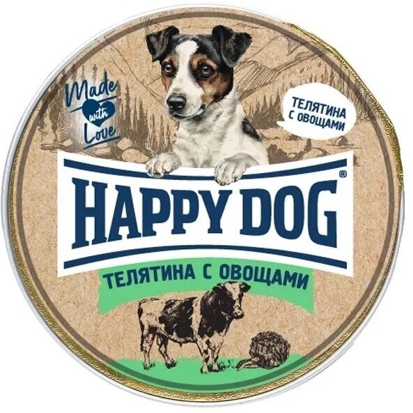 Влажный корм для собак Happy Dog Mini паштет, телятина, с овощами 1 уп. х 10 шт. х 125 г (для мелких пород)