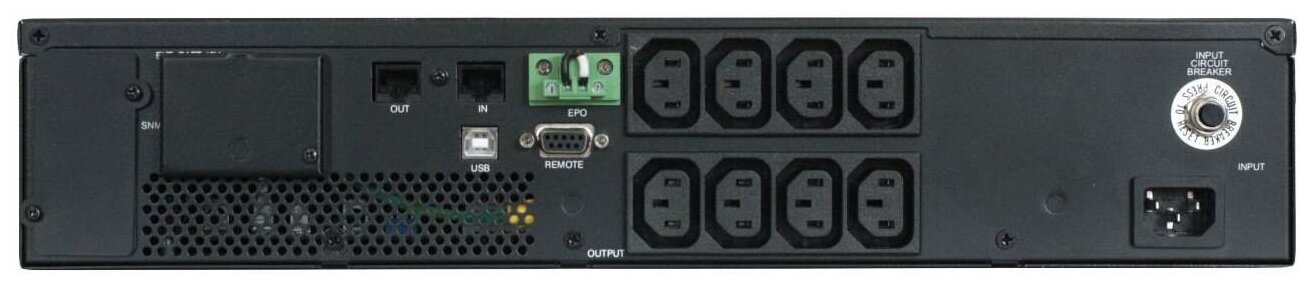 UPS POWERCOM SRT-1000A, line-interactive, 1000VA, 900W, LCD, Rack / Tower, 8 IEC320 C13 sockets with redundant power supply, USB, RS-232, SNMP card slot, EPO, RJ45 protection, WxDxH 428x453x84mm., Wei - фото №4