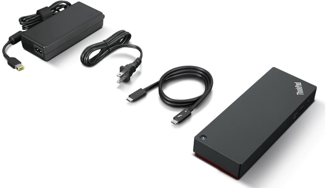 Док-станция Lenovo ThinkPad Universal Thunderbolt 4 Dock, (Thunderbolt, RJ-45, 4xUSB 3.1, USB Type-C, HDMI, 2xDP, Mini jack). 135Вт Черный 40B00135CN - фото №10