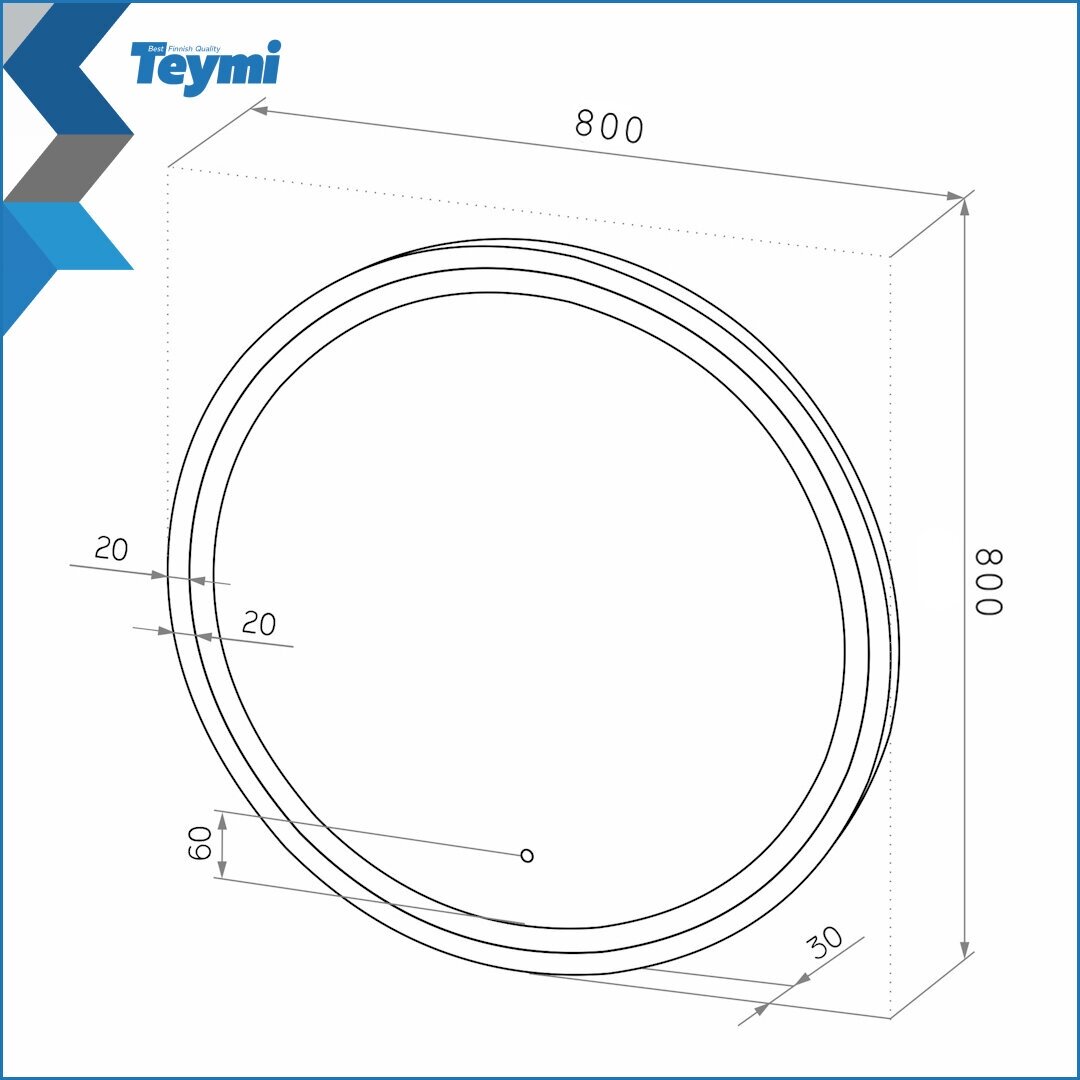 Зеркало Teymi Lina D80 Black Soft Line, LED подсветка, сенсор T20240 - фотография № 8
