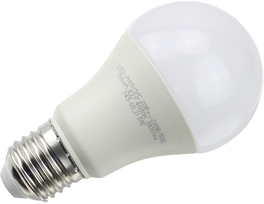 Лампа светодиодная LED-A65-VC 20Вт 230В Е27 4000К 1800Лм матовая in home