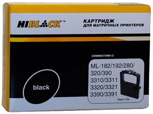 Картридж Hi-Black для Oki Microline 182/320/192/193/321/390/3310/3311/3320, Bk, б/шва,1,6м, черный