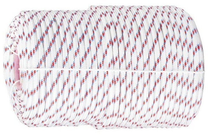 Фал плетеный полипропиленовый с сердечником 16-прядный 6 мм бухта 100 м 320 кгс Россия Сибртех 93965