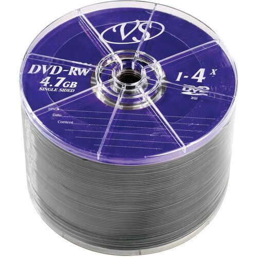 Компакт-диск VS DVD-RW, 4,7 гб, 4x, 50 шт, Bulk, DVDRWB5001 (VSDVDRWB5001)