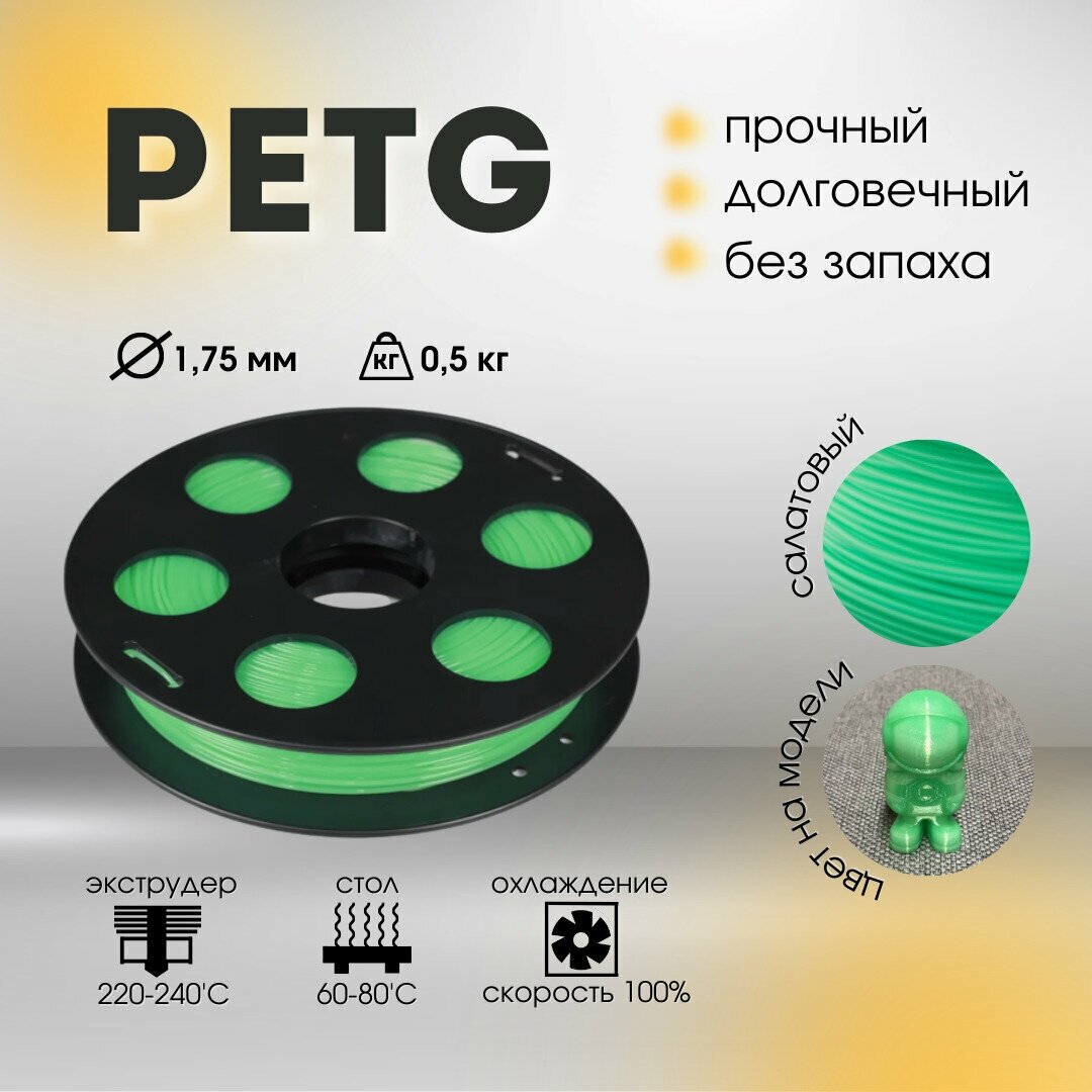 Салатовый PETG пластик Bestfilament для 3D-принтеров 0.5 кг (1,75 мм)