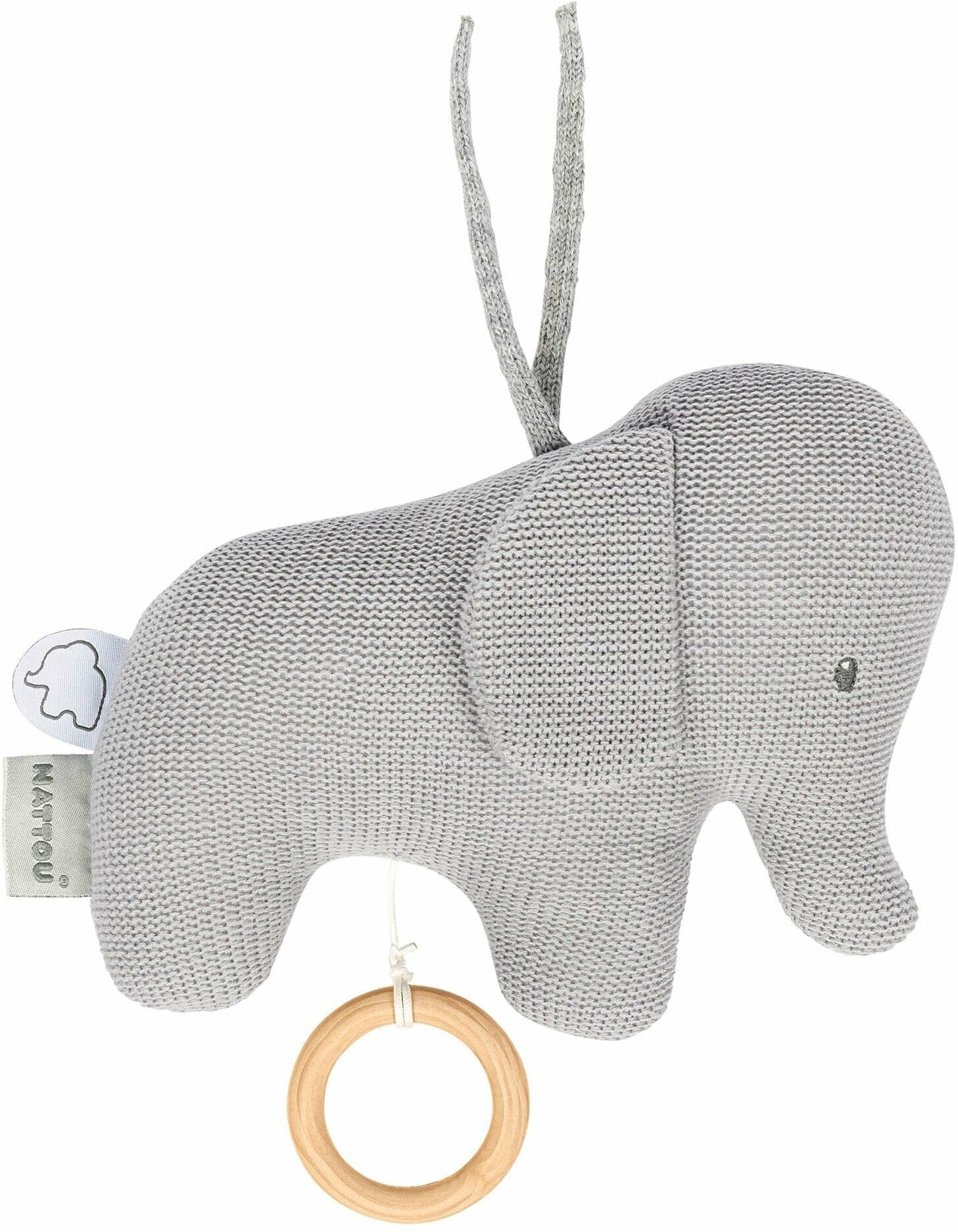 Игрушка мягкая Nattou Musical Soft toy Tembo tricot Слоник 21 см музыкальная 929042