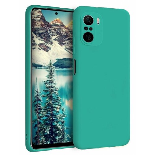 Накладка силиконовая Silicone Cover для Poco F3 / Xiaomi Mi 11i бирюзовая mokoemi lichee pattern shock proof soft 6 26for xiaomi mi 8x case for xiaomi mi 8x phone case cover