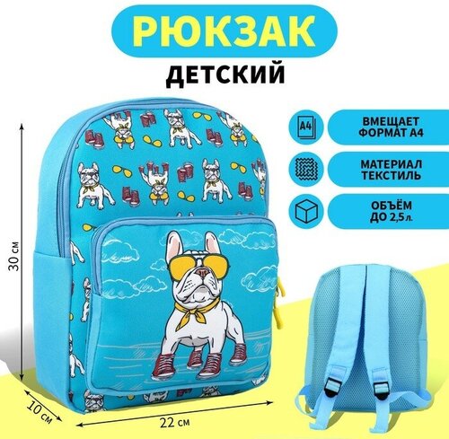 NAZAMOK KIDS Рюкзак детский с карманом «Пёс в кедах», 30 х 22 х 10 см