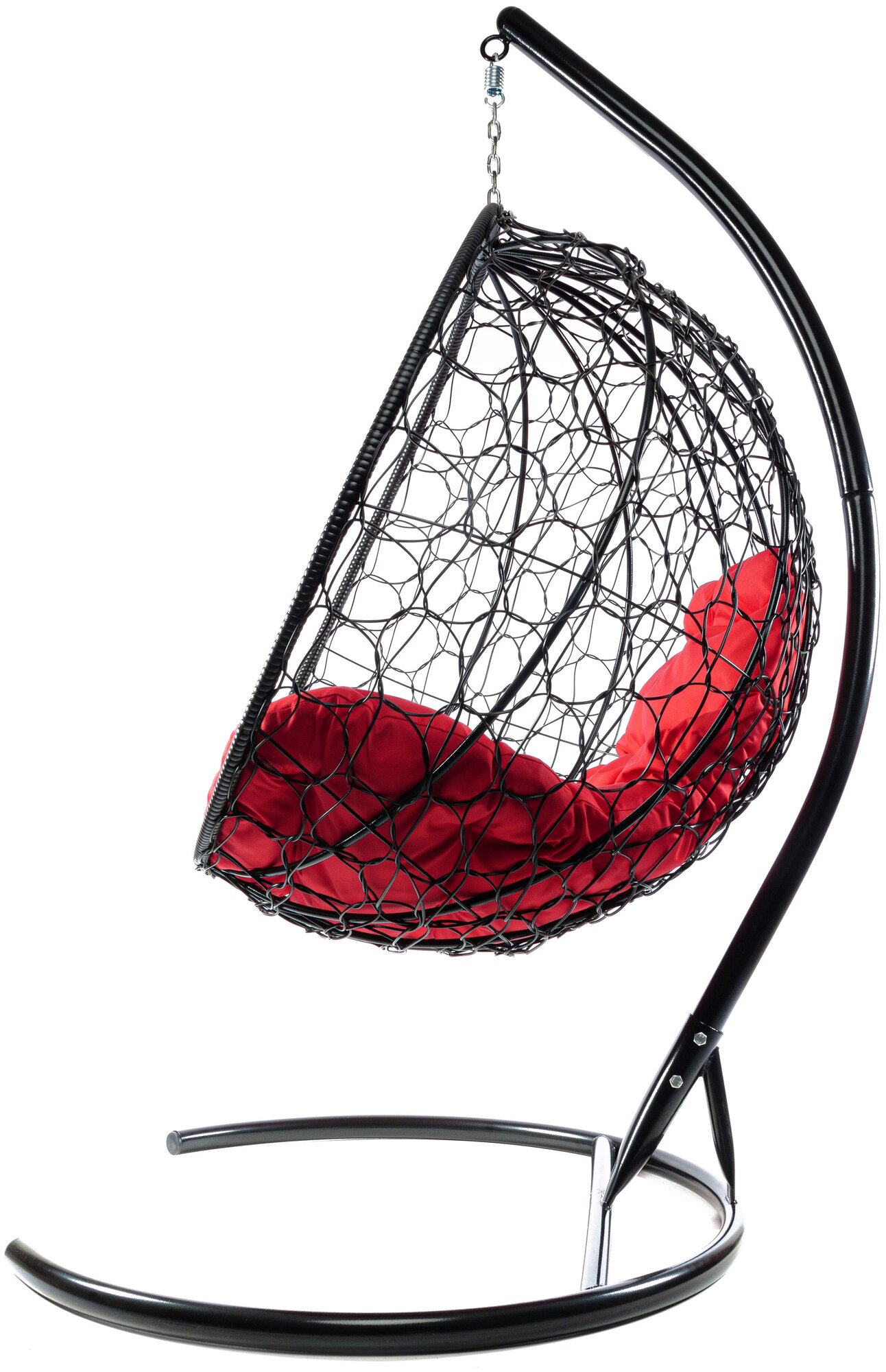 Подвесное кресло m-group круглый ротанг чёрное, красная подушка - фотография № 2