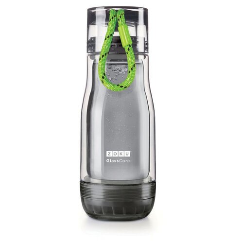 фото Бутылка для воды, для безалкогольных напитков zoku active zk129 325 мл стекло, пластик, металл, силикон серый/зеленый