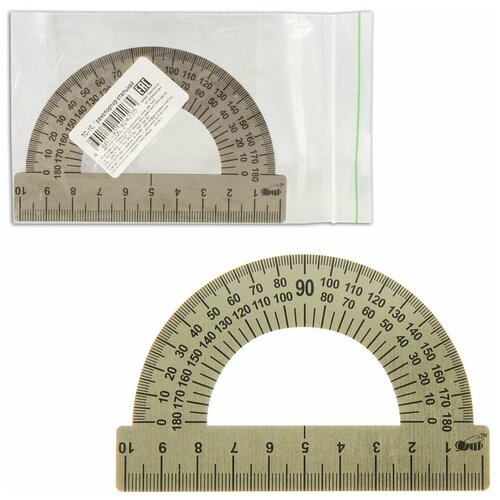 Транспортир Пчелка 10 см 180 градусов металлический ТС-10 180₽