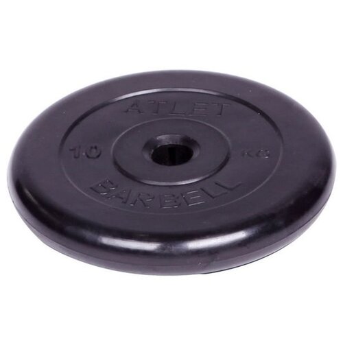 фото Диск обрезиненный "atlet" d 31 мм чёрный 10,0 кг mb barbell