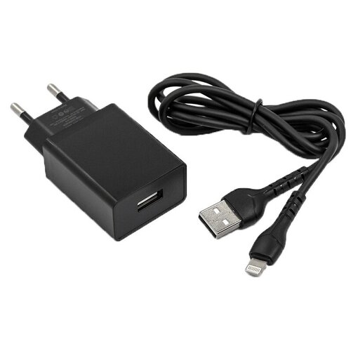 Сетевое зарядное устройство ТероПром 9222970 Mirex U16i, USB, 2.4 А, кабель Lightning, 1 м, черное