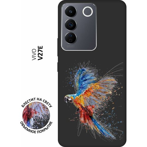 Матовый Soft Touch силиконовый чехол на Vivo V27e, Виво В27е с 3D принтом Colorful Parrot черный матовый soft touch силиконовый чехол на vivo v27e виво в27е с 3d принтом k heart черный