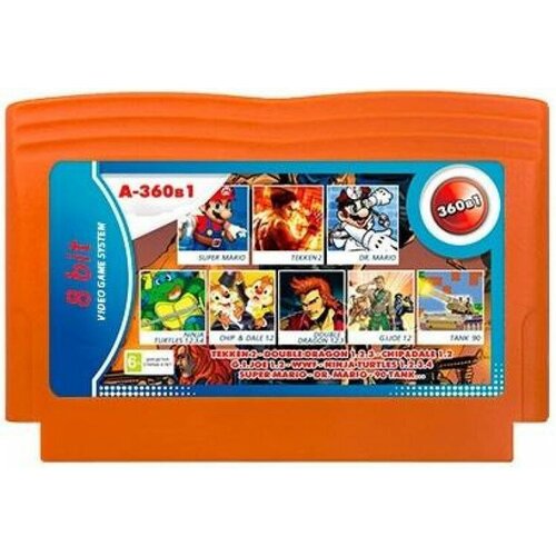 Сборник игр 360 в 1 A-360в1 TEKKEN 2+D. DRAGON 1.2.3+CHIPandDALE 1.2+G. I. JOE 1.2+NINJA TURTLES 1.2.3.4+S. MARIO+TANK+ (8 bit) английский язык