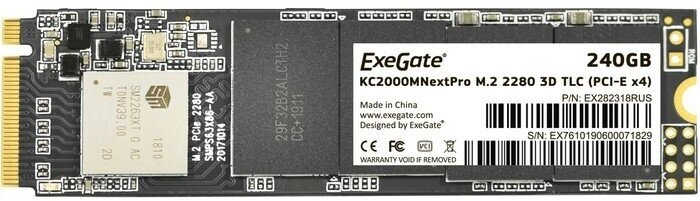 EXEGATE носитель информации SSD M.2 240GB NextPro KC2000TP240 PCIe Gen3x4, NVMe, 22x80mm, 3D TLC EX282318RUS