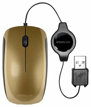 Компактная мышь SPEEDLINK MINNIT Mobile Mouse Flexcable Gold USB