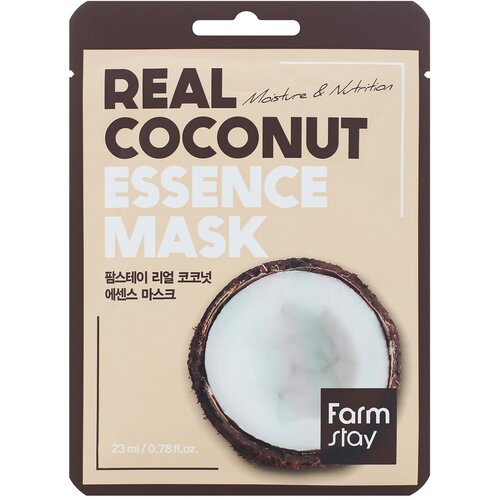 Farmstay Real Coconut Essence Mask тканевая маска с экстрактом кокоса, 23 мл маска на тканевой основе с экстрактом кокоса super food mask coconut