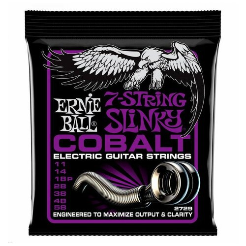 Ernie Ball 2729 - струны для 7стр. Электрогитары струны для электрогитары ernie ball 2250 power slinky classic rock n roll pure nickel 11 48