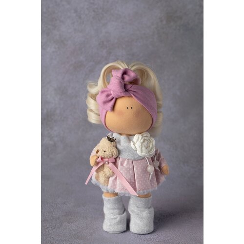 Авторская игрушка ручной работы Куколка с мишкой текстильная, интерьерная авторская игрушка ручной работы куколка с мишкой текстильная интерьерная