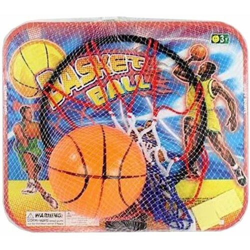 фото Набор для игры в баскетбол наша игрушка щит 29х35х10 см, с кольцом, мяч, насос с иглой (ht123d)