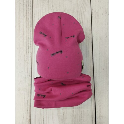 Комплект бини для девочек демисезонный, хлопок, 2 предмета, размер 1-2 года, розовый