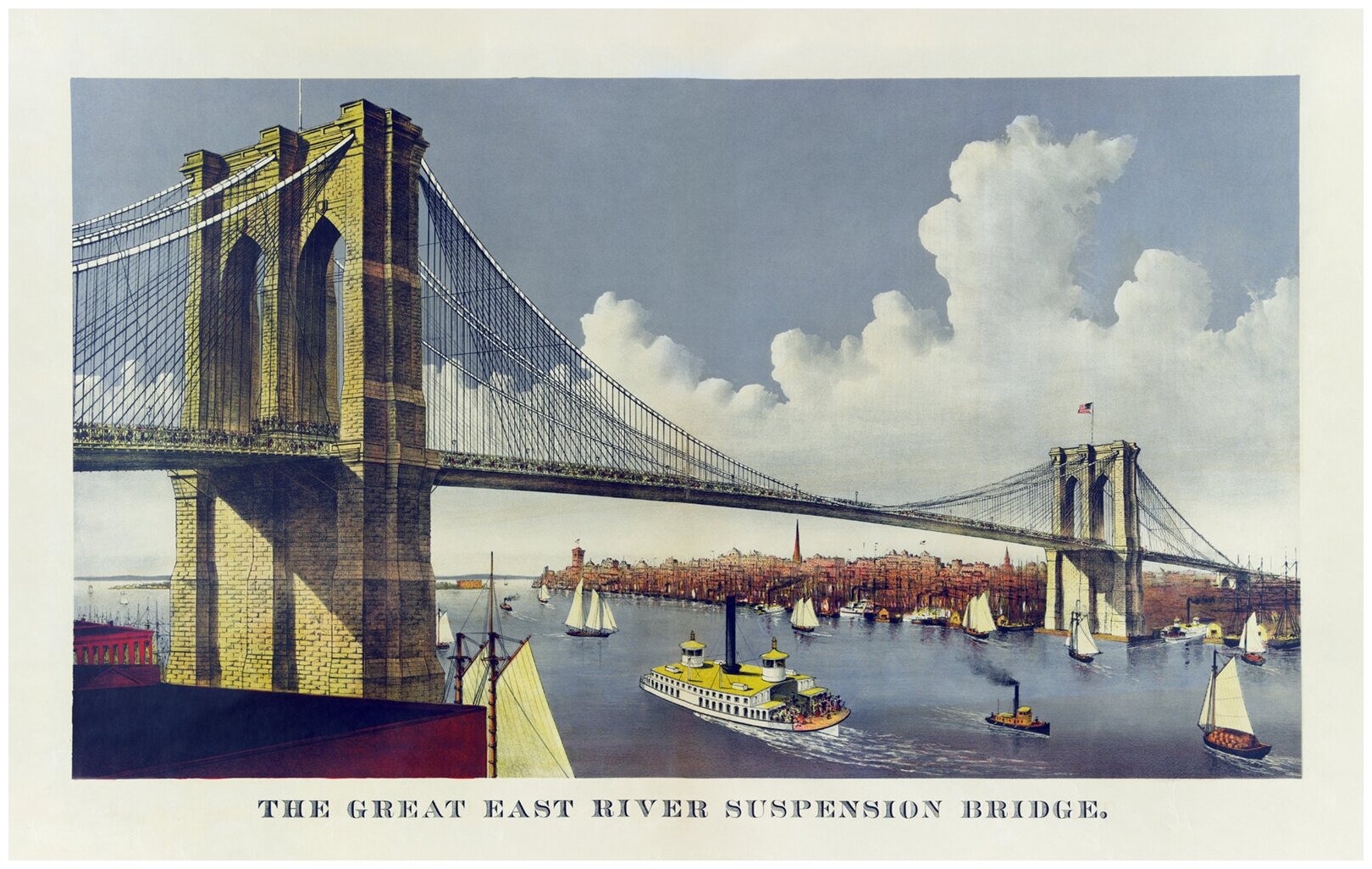 Постер / Плакат / Картина Бруклинский мост 50х70 см в подарочном тубусе